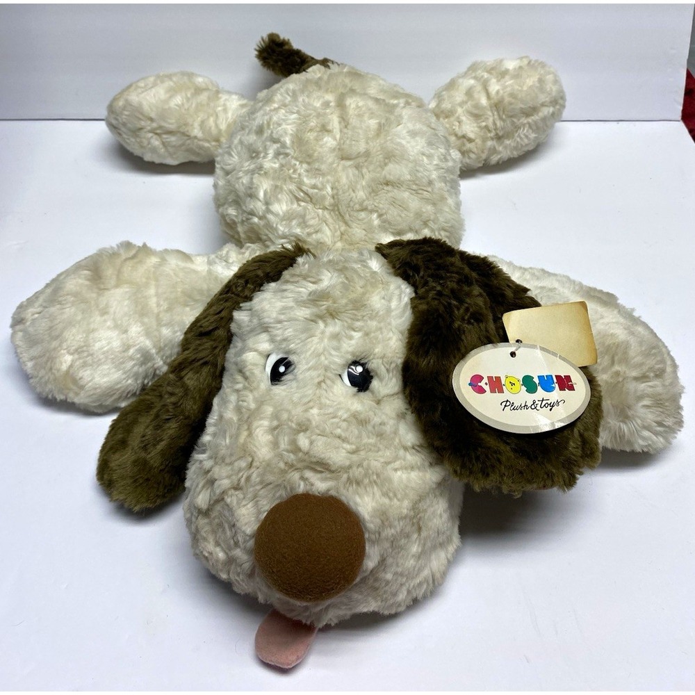Chosun White & Brown Dog Plush Stuffed Animal Washable Vintage 1993